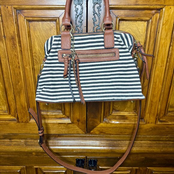 MMS Design Studio Aztec canvas and vegan leather Satchel with stripes - Picture 3 of 4